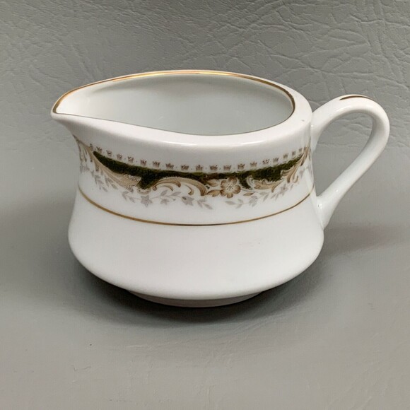 Signature Collection Creamer Queen Anne 113 White Green w/ Gold Trim - Picture 1 of 7